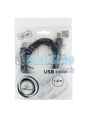 Кабель USB2.0 Pro Cablexpert CCP-USB2-AMAM-6, AM/AM, 1.8м, экран, черный, пакет