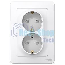 Розетка 2-м СП Blanca 16А 250В защ. шторки с заземл. бел. SchE BLNRS001121
