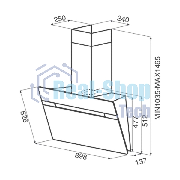 Вытяжка каминная JET AIR VIKI WH/A/90 / Декоративный дизайн, 90 см, 1200 куб.м., сенсорное управление, белая