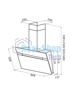 Вытяжка каминная JET AIR VIKI WH/A/90 / Декоративный дизайн, 90 см, 1200 куб.м., сенсорное управление, белая