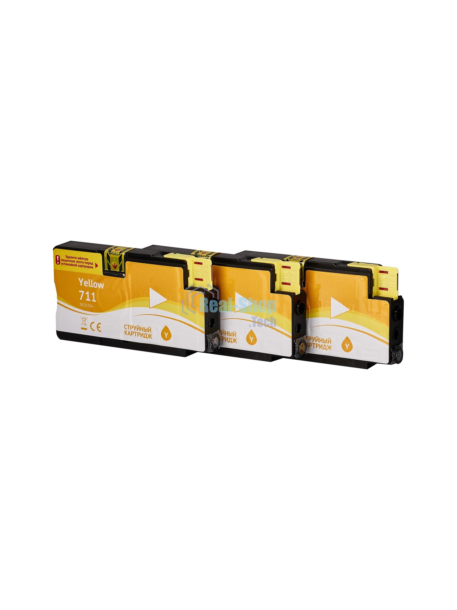 Набор струйных картриджей Sakura CZ136A (№711 Yellow 3-pack) для HP, желтый, 26 мл. (3шт)