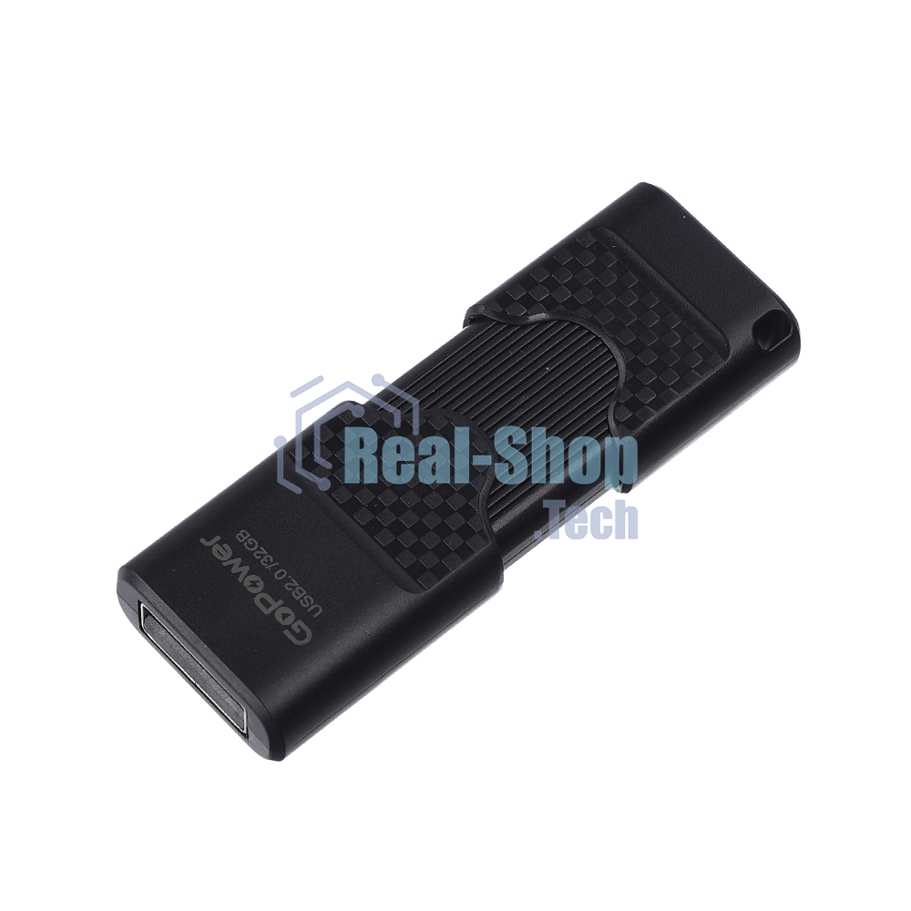 Флешка USB GoPower SLIDER (00-00025964), 32Gb, USB 2.0, R/W 20/10, черный матовый