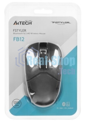 Мышь беспроводная A4Tech Fstyler FB12 черный, 1200 dpi, радиоканал, Bluetooth, USB, кнопки - 3