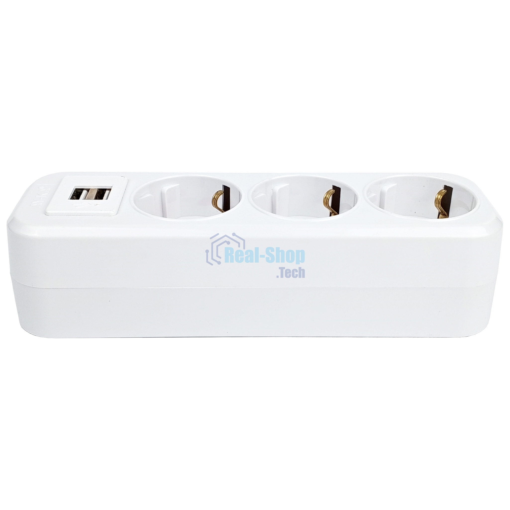 Колодка AY-KA 3-местн. с/з с USB, белый 7731000 (7730200)