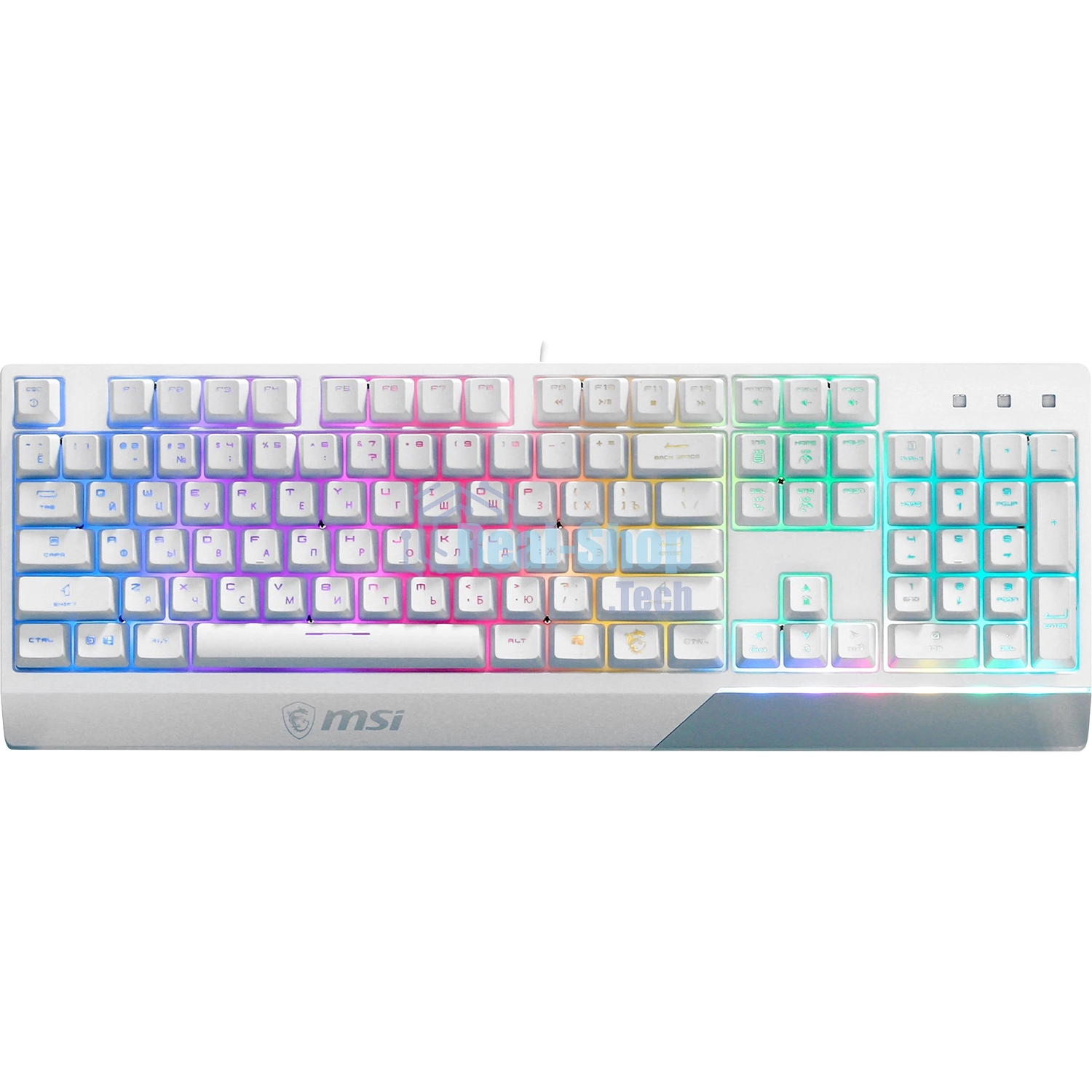 Клавиатура проводная MSI Vigor GK30 белый USB Multimedia for gamer LED (подставка для запястий)