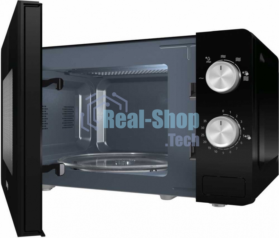 Микроволновая печь Gorenje MO20E1B черный, 20 л, 800 Вт, переключатели - поворотный механизм