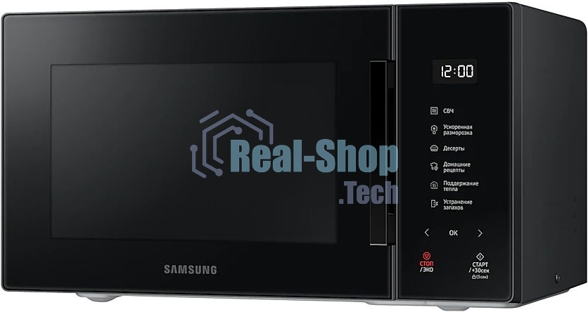 Микроволновая печь Samsung MS23T5018AK/BW черный, 23 л, 800 Вт, переключатели - сенсор