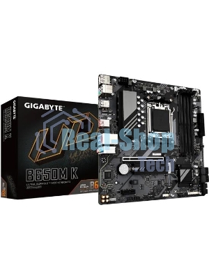 Материнская плата GIGABYTE B650M K, AM5, AMD B650, 4xDDR5, 4xSATA, 2xM.2, 1xPCIe 4.0 x16, 1xPCIe x1, 1xHDMI, 1xDP, 1x2.5Gb LAN, 1xUSB 3.2 Gen 2, 2xUSB 3.2 Gen 1, 4xUSB 2.0, 3x3.5 мм, 7.1, micro-ATX
