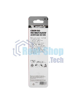 Сверло по металлу Matrix, 3 мм, HSS, нитридтитановое покрытие, 6-гранный хвостовик