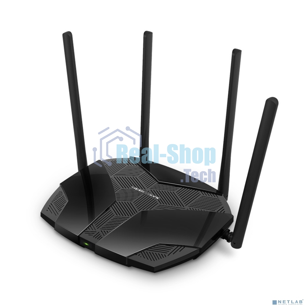 Двухдиапазонный роутер MERCUSYS MR80X AX3000 Wi-Fi 6, до 574 Мбит/с на 2,4 ГГц + до 2402 Мбит/с на 5 ГГц,4 фиксированные внешние антенны, 3 гигабитных порта LAN, 1 гигабитный порт WAN