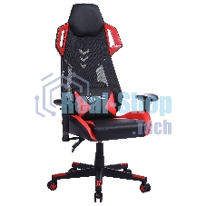 Кресло игровое Cactus CS-CHR-090BLR черный/красный, сиденье черный/красный, эко.кожа/сетка, крестовина пластик, пластик черный