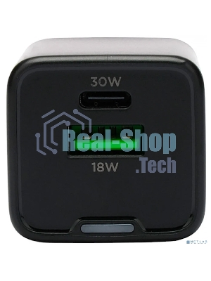 Зарядное устройство Cablexpert MP3A-PC-64, 30Вт GaN, 3А, QC4.0/PD, 1xUSB, 1xType-C, черный, пакет