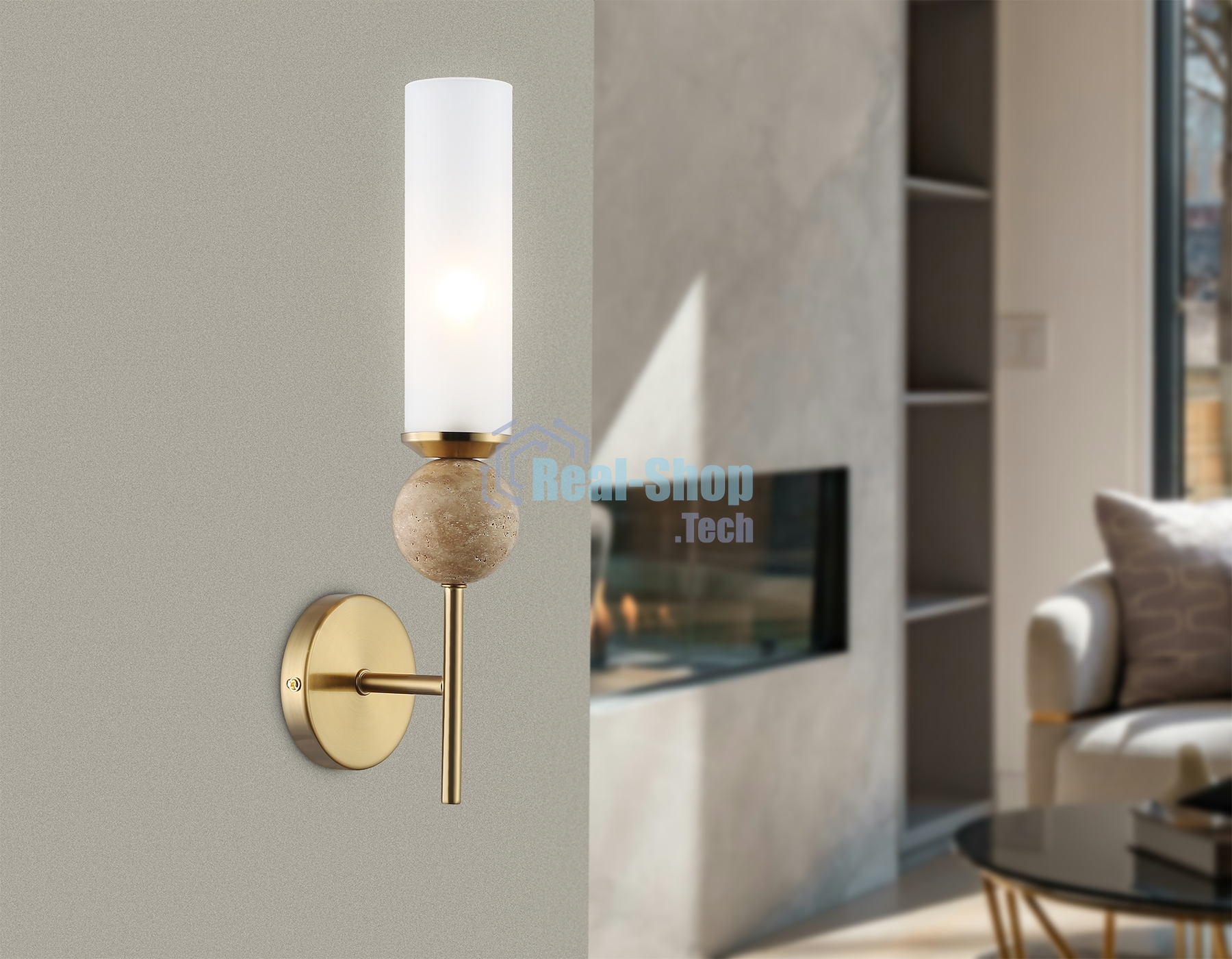 Настенный светильник Ambrella light LH53254 BS/FR латунь/белый матовый E14 max 40W 110*100*400
