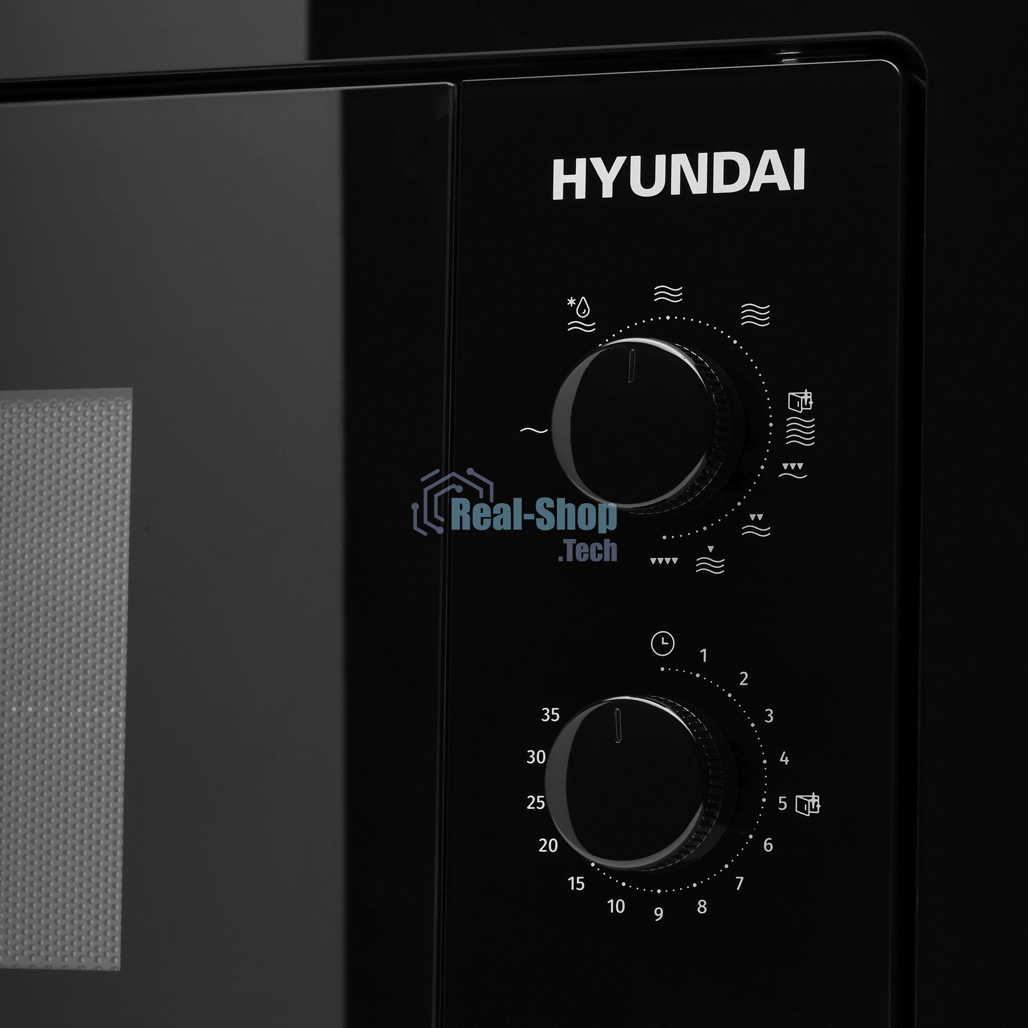 Встраиваемая микроволновая печь Hyundai HBW 2030 BG черный, 20 л, 800 Вт, переключатели - поворотный механизм