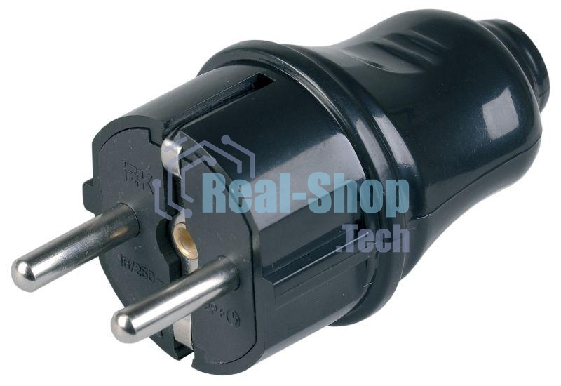 Вилка прямая ВПп10-02-Ст разборная с заземл. контактом 16А черный ИЭК EVP10-16-01-K02