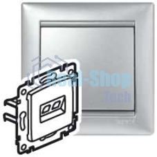 Электроустановочные изделия Legrand Legrand 770230 Розетка RJ45 Valena 1 выход Кат.5e UTP (алюминий) монтаж на захватах Электроустановочные изделия Legrand Legrand 770230 Розетка RJ45 Valena 1 выход Кат.5e UTP (алюминий) монтаж на захватах