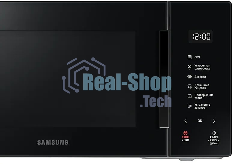 Микроволновая печь Samsung MS23T5018AK/BW черный, 23 л, 800 Вт, переключатели - сенсор