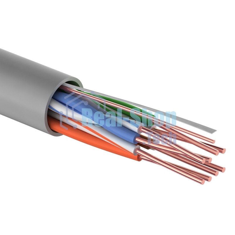 Кабель витая пара Rexant LIGHT U/UTP, cat.5e, ZH нг(А)-HF, 4PR, 24AWG, внутренний, серый, 305 м