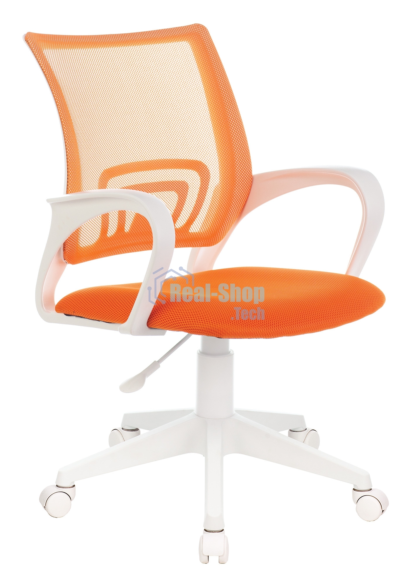 Кресло компьютерное Бюрократ CH-W695NLT TW-38-3 TW-96-1 оранжевый, сетка/ткань, крестовина пластик, пластик белый