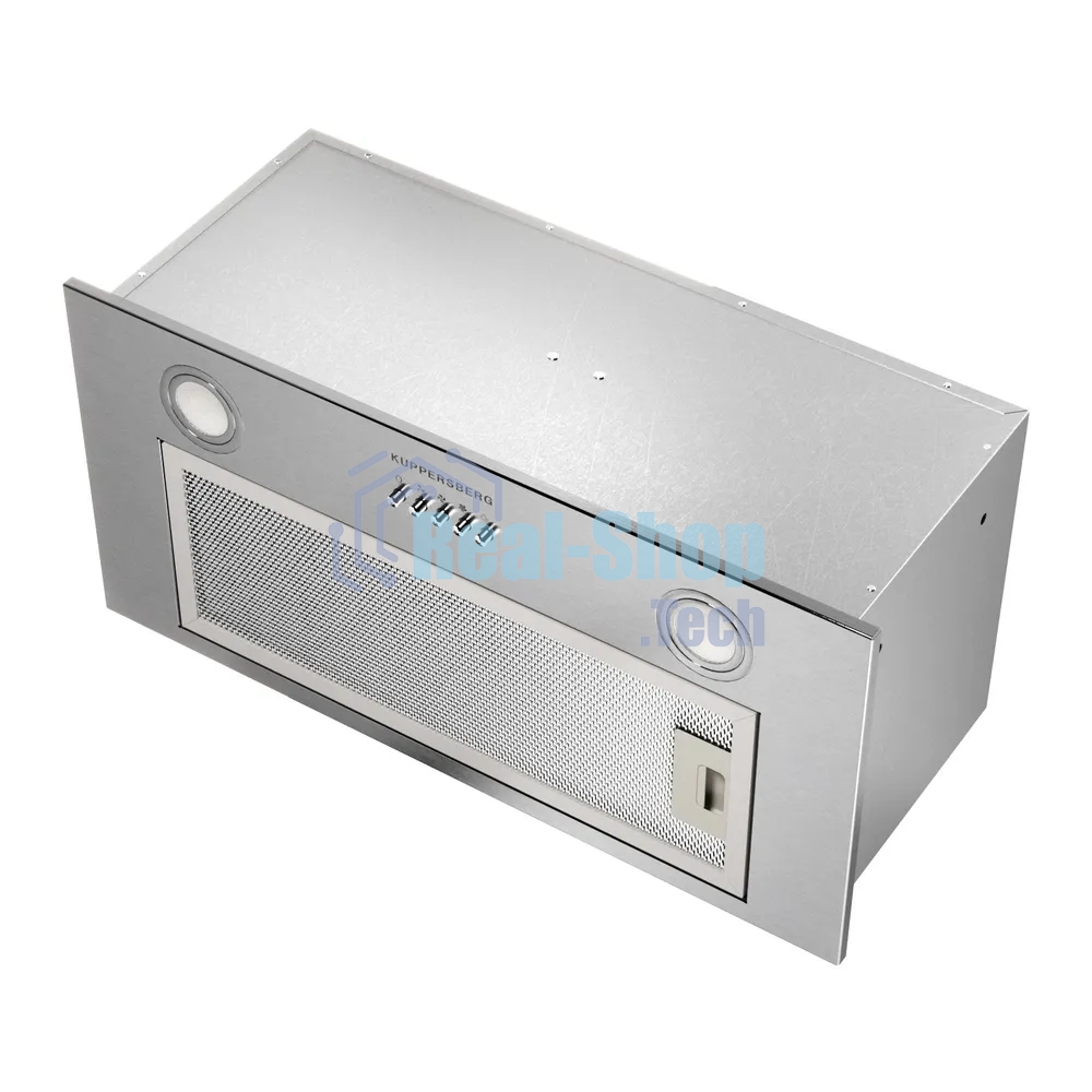 Встраиваемая вытяжка Kuppersberg INPUSH 60 X, High-Tech, 60 см, механическое управление, обратный клапан, 3 скорости, 780 м3/ч, периметральное всасывание, угольный фильтр KF-SC 2 (опция), уровень шума 62 дБ, нержавеющая сталь