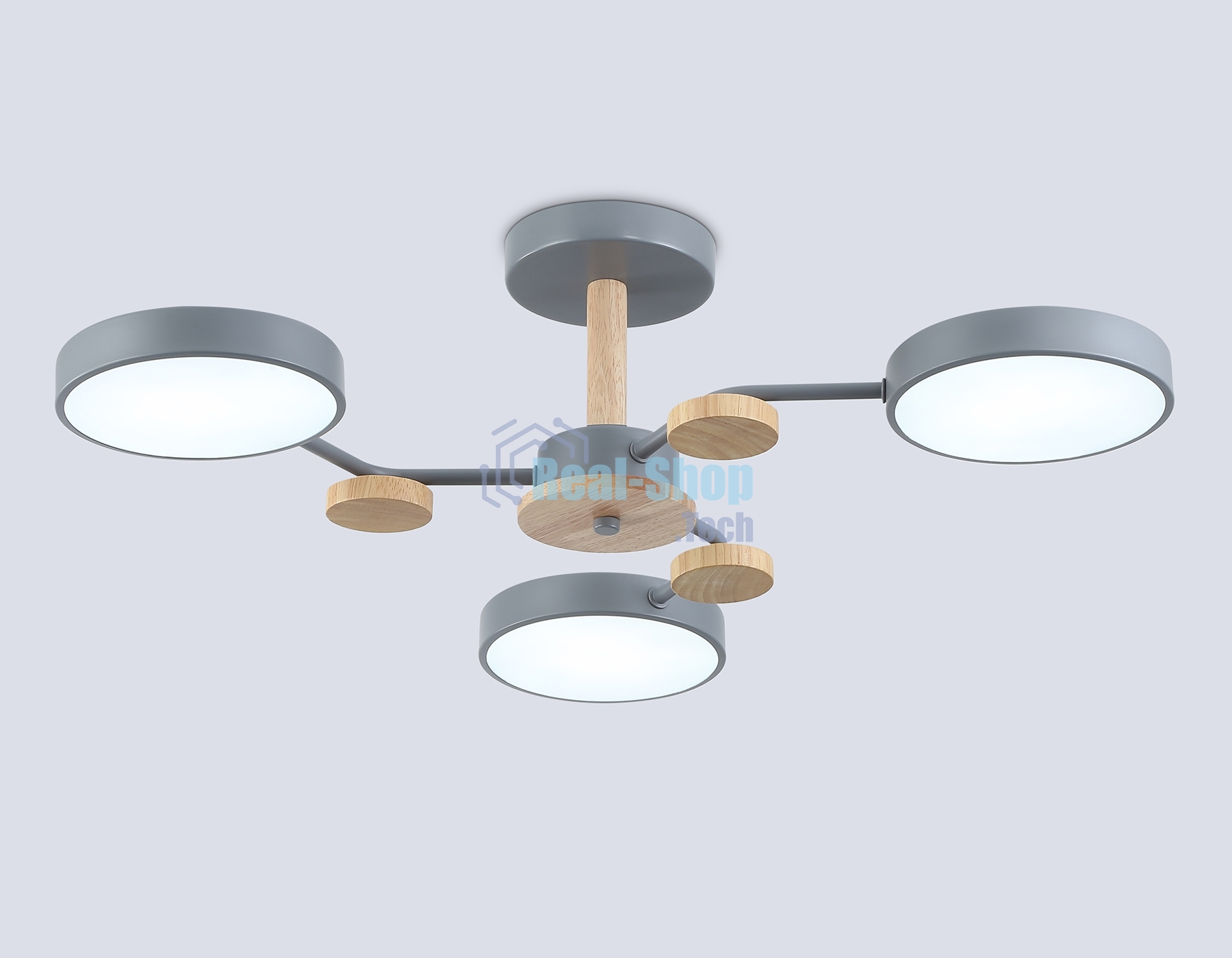Светильник Ambrella light FL4856/3 GR/WD серый/дерево 54W 3000-6000K D660*170 (без ПДУ)