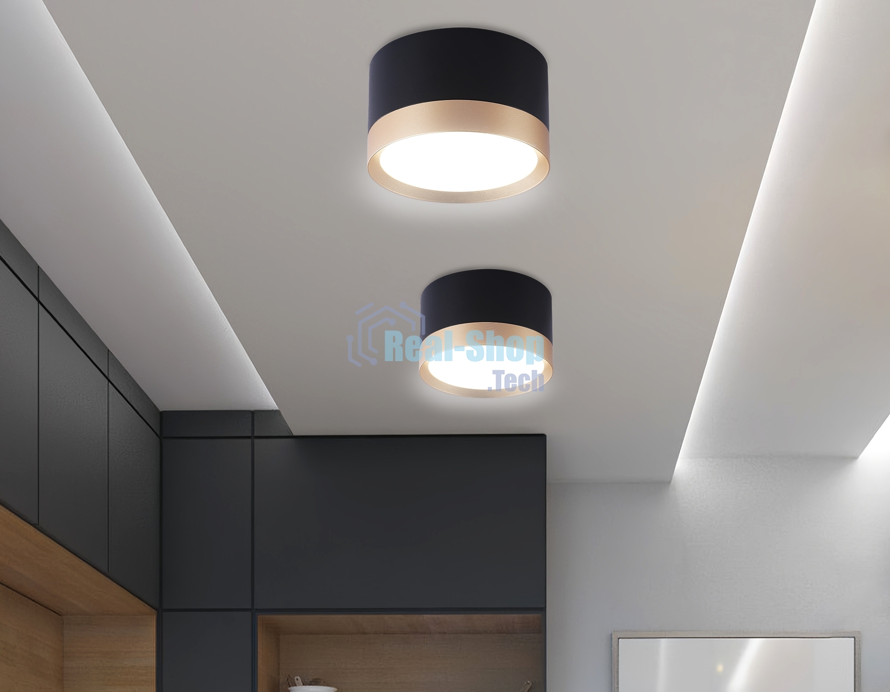 Светильник Ambrella light TN52359 BK/GD черный/золото GX53 max 12W D82*50