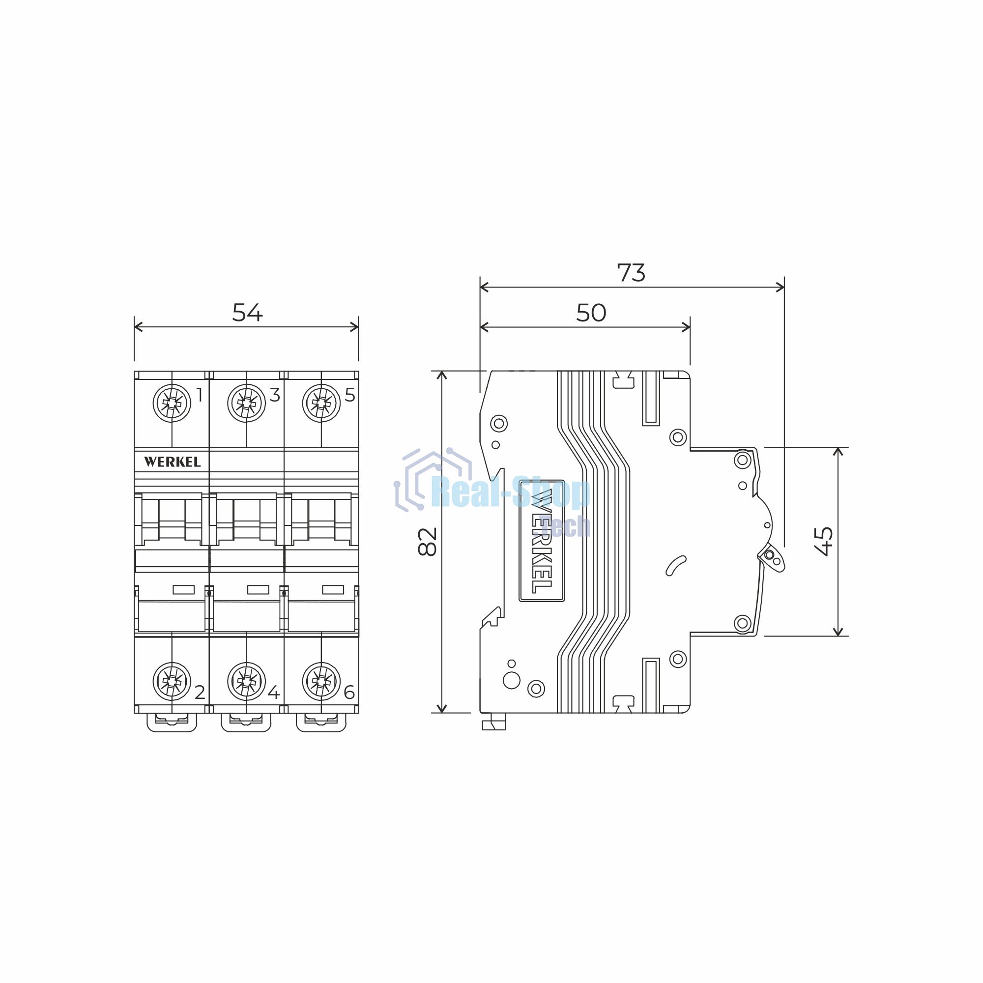 Автоматический выключатель Werkel 3P  50 A  C  4,5 кА W903P504