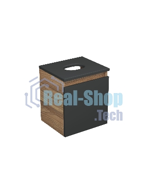 Тумба Bau Dream Blackwood 35 с ящиком, графит, раковина BAU Mini 24х24, смеситель для раковины высокий Hotel Still, нержавеющая сталь