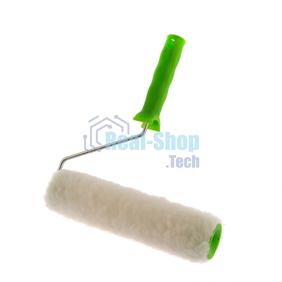 Валик с натуральным мехом Сибртех, с ручкой, 250 мм, ворс 12 мм, D 48 мм, D ручки 6 мм