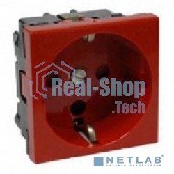 Розетка 1-м Праймер 2мод. 45х45 РКС-20-32-П-К с заземл. красн. ИЭК CKK-40D-RSZK2-K04-K