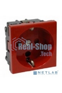 Розетка 1-м Праймер 2мод. 45х45 РКС-20-32-П-К с заземл. красн. ИЭК CKK-40D-RSZK2-K04-K