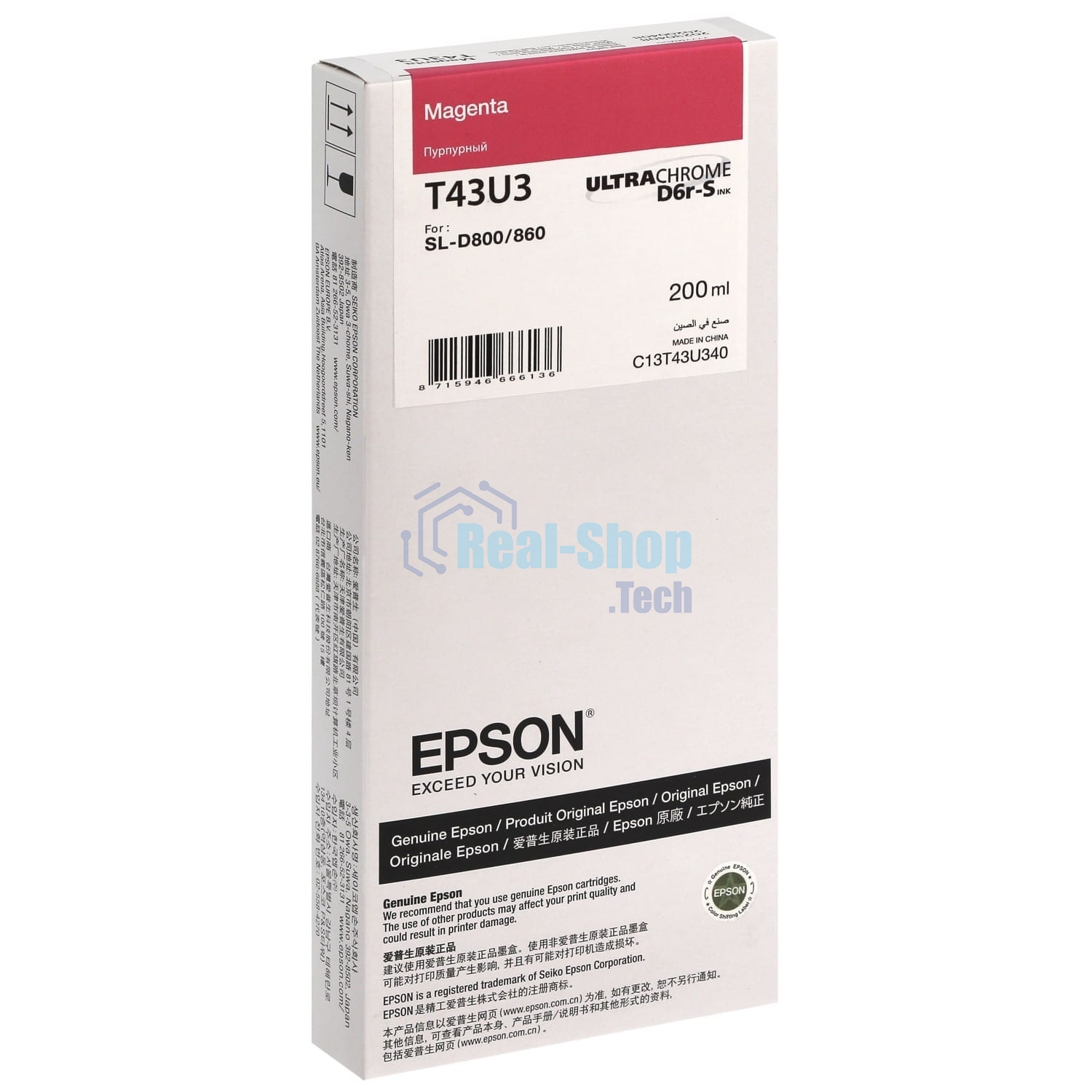 Картридж струйный Epson T43U (C13T43U340) пурпурный (200 мл) для SureLab SL-D800