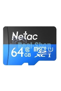 Флеш карта microSDHC 64Gb Netac P500 NT02P500STN-064G-R (с SD адаптером) 80Mb/s