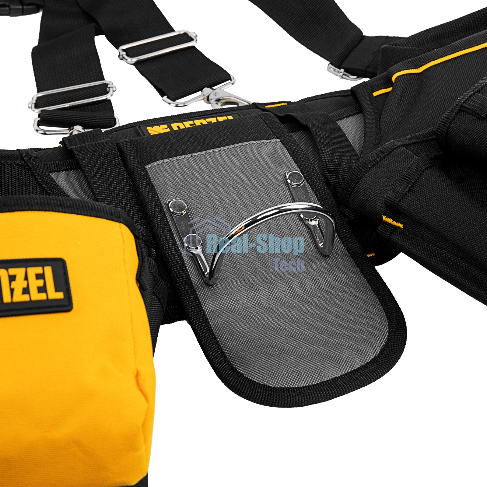 Пояс монтажника усиленный Denzel с лямками, сумки поясные, держатель для молотка