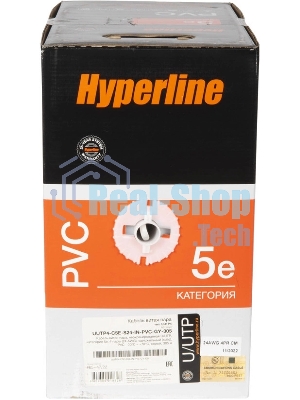 Кабель информационный Hyperline UUTP4R-C5E-S24-IN-PVC-GY-305 cat.5e UTP 4 пары 24AWG PVC внутренний 305м серый