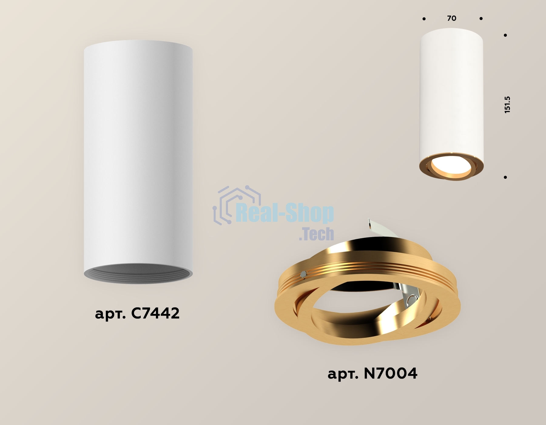 Светильник Ambrella Light XS7442004 SWH/PYG белый песок/золото желтое полированное MR16 GU5.3 (C7442, N7004)