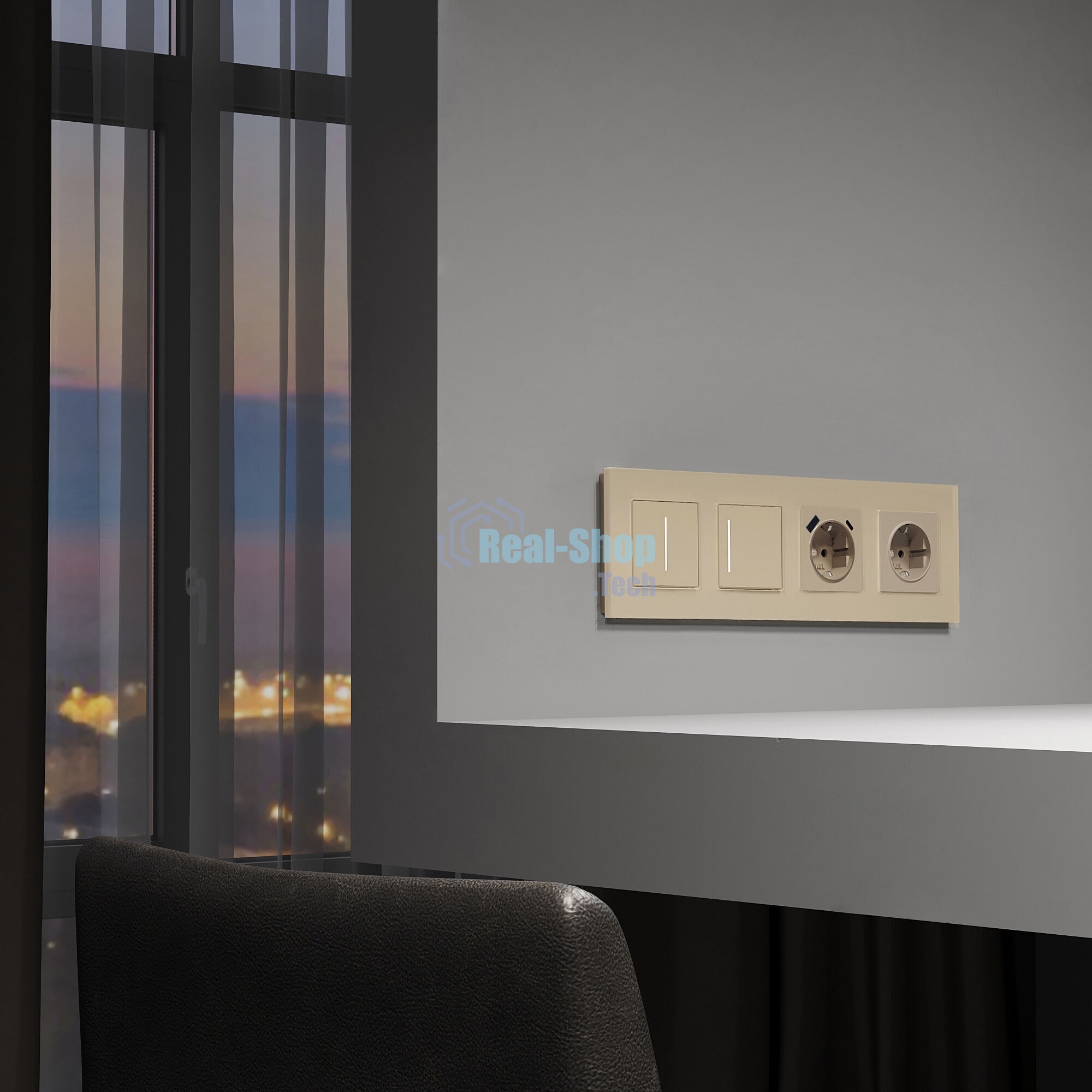 Рамка на 4 поста Senso (шампань, стекло soft-touch) W0043111