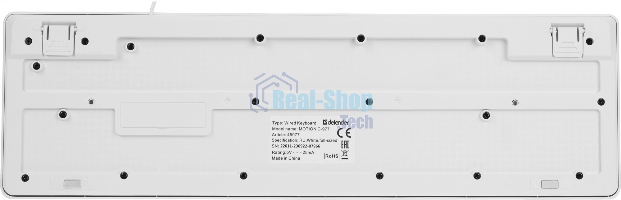 Комплект клавиатура+мышь Defender Motion C-977 проводной, USB, 1600 DPI, белый