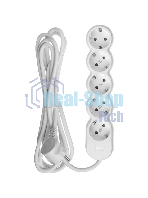 Удлинитель IEK WYP53-16-05-03-Z У05 5 мест 2P+PE/3 м 3х1,5 мм2 16А/250В UNO