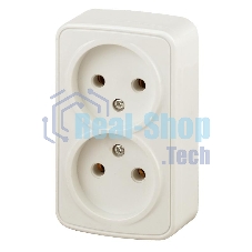Розетка Intro 2х2P, 16А-250В, IP20, ОУ, Polo, сл.кость (16/320/3840) 3-203-02
