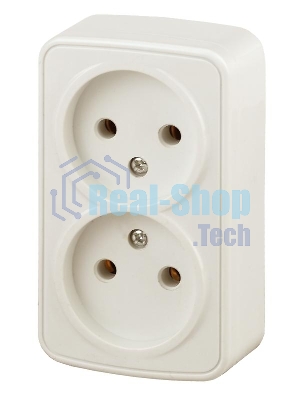 Розетка Intro 2х2P, 16А-250В, IP20, ОУ, Polo, сл.кость (16/320/3840) 3-203-02