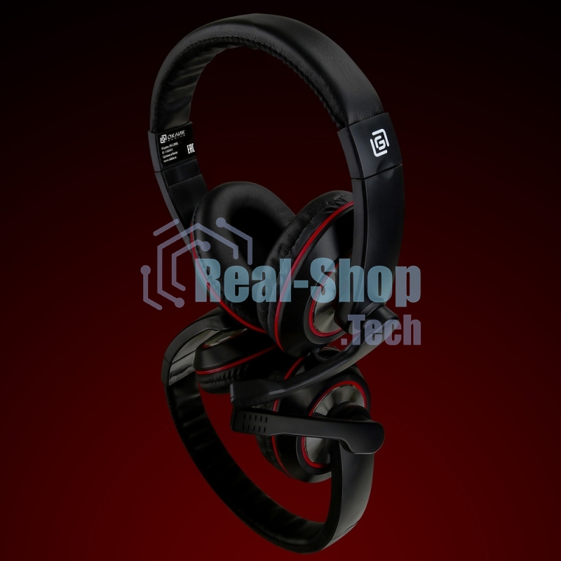 Гарнитура проводная Oklick HS-L390G DRAGON black/red 1.8m (JD-728S)