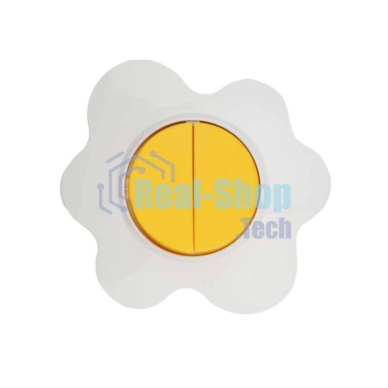 Выключатель двухклавишный Kranz HAPPY Яичница скрытой установки, желтый/белый