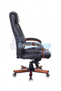 Кресло руководителя Бюрократ T-9922WALNUT/BLACK черный, кожа, крестовина дерево