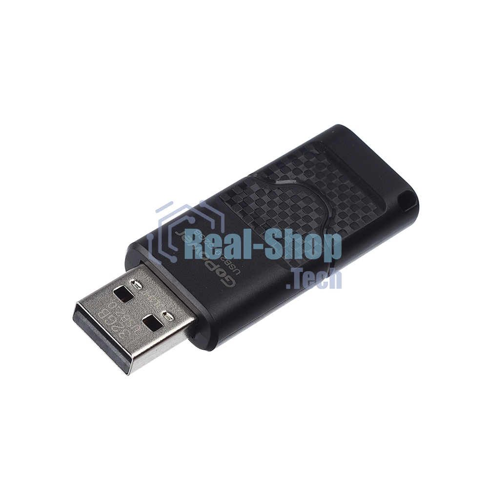 Флешка USB GoPower SLIDER (00-00025964), 32Gb, USB 2.0, R/W 20/10, черный матовый