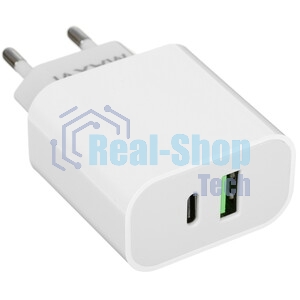 Сетевое зарядное устройство Maxvi CHL-601PD 18W, 3A, QC 3.0, PD 3.0, 1xUSB-C, белый