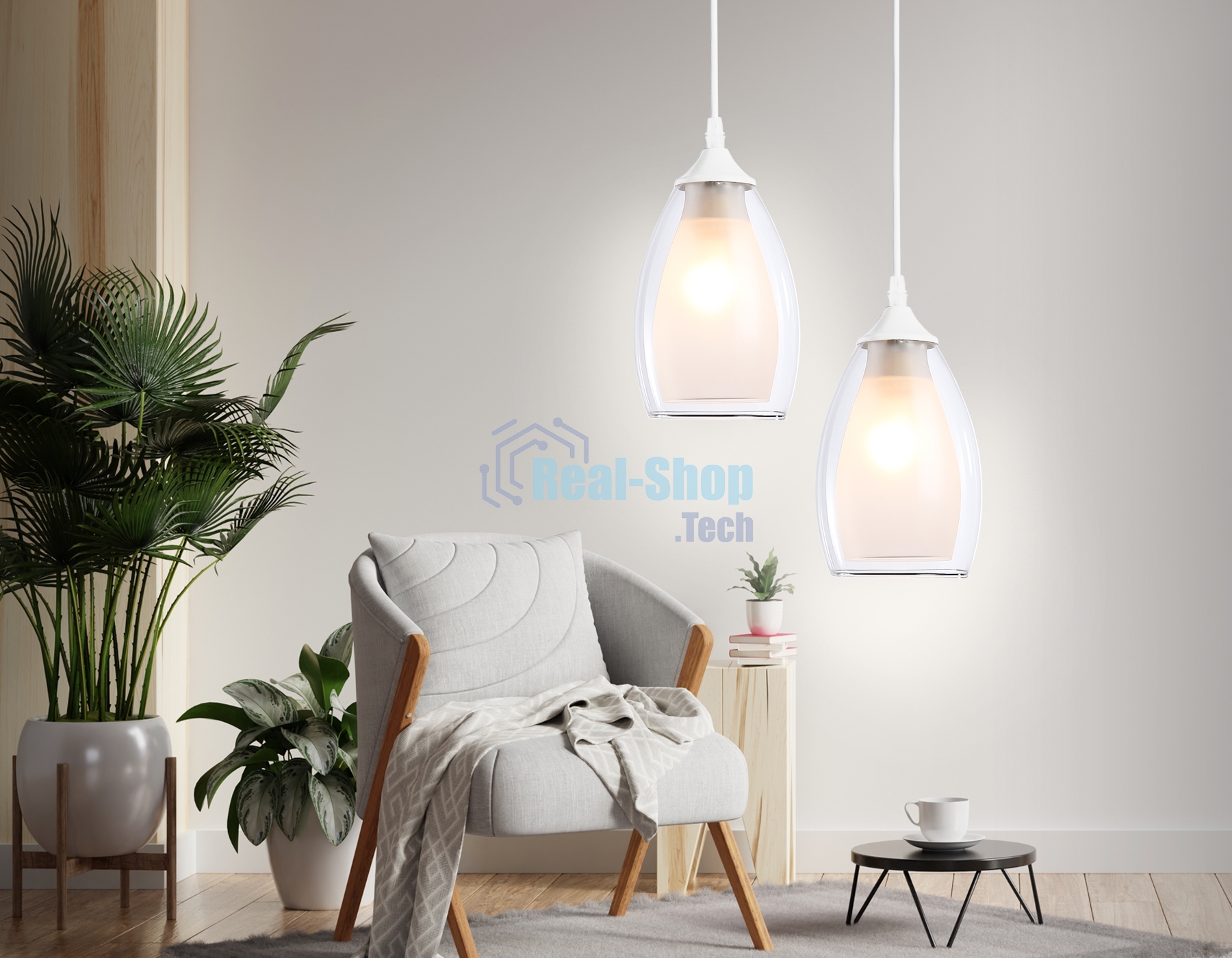 Светильник Ambrella light TR3534 WH/CL/FR белый/прозрачный/белый матовый E27 max 40W D120*800