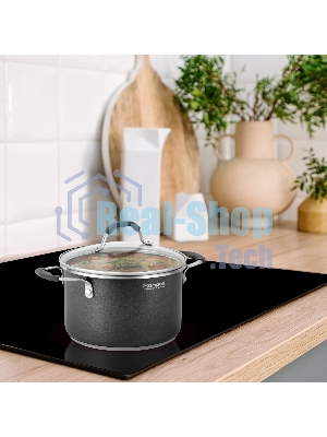 Кастрюля Rondell Stern RDS-010, 3.9л, 20см, с крышкой, серый