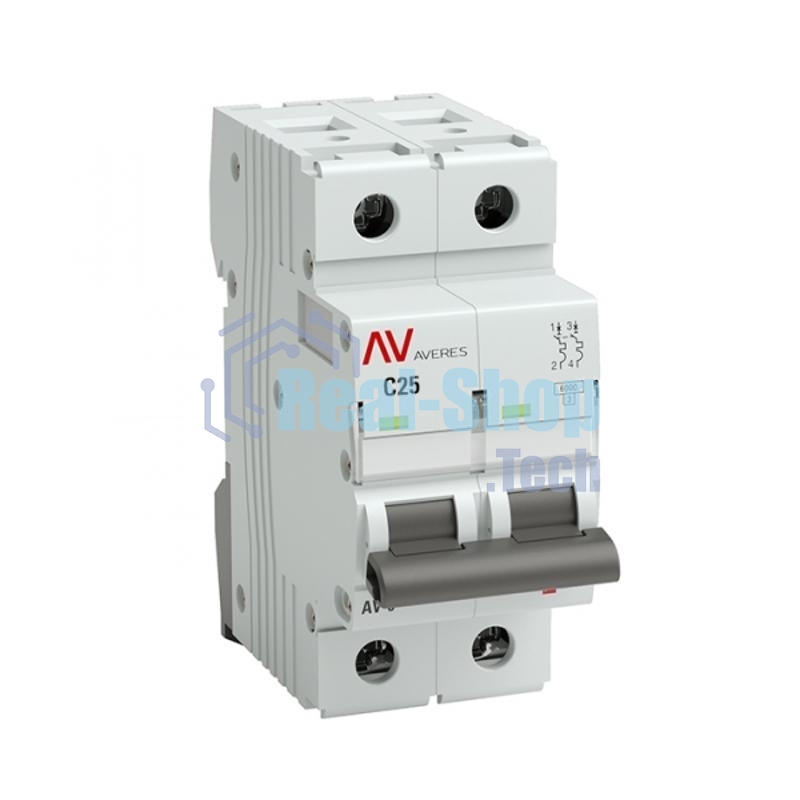 Выключатель автоматический Averes AV-6 2P 25A (C) 6kA