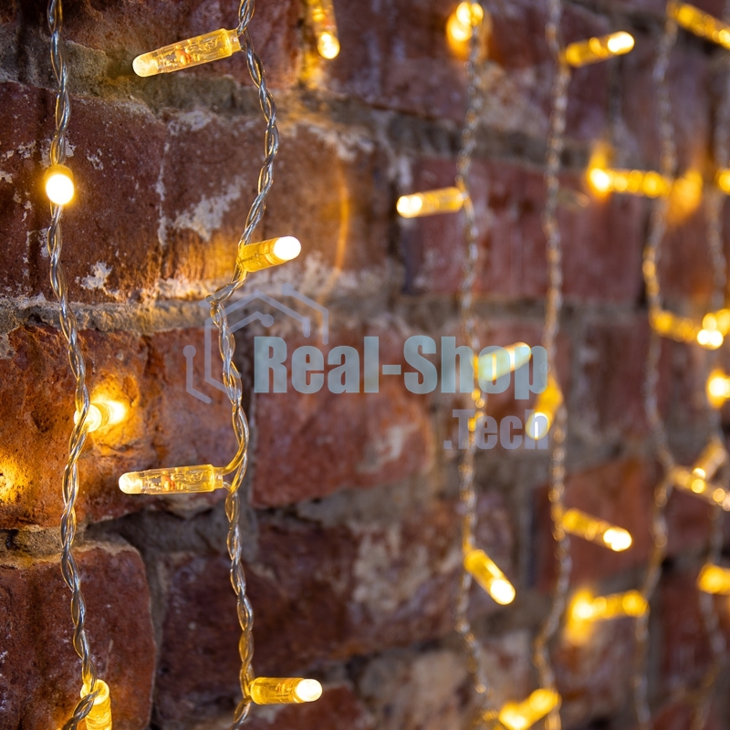 Гирлянда Светодиодный Дождь 2х1,5 м, эффект мерцания, прозрачный провод, 230 В, диоды теплый белый